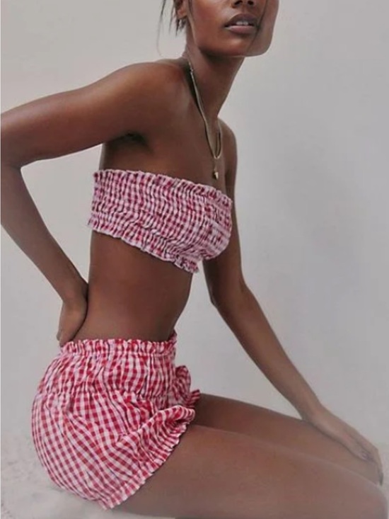 Free People Tops - free people smocked gingham bandeau top